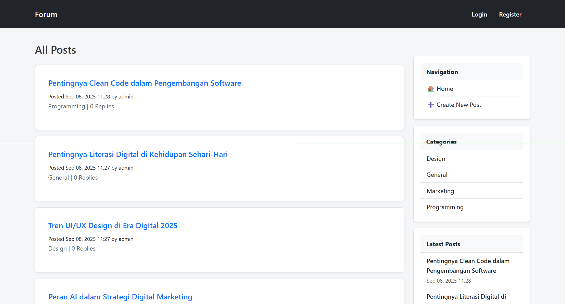Preview of Forum Web App
