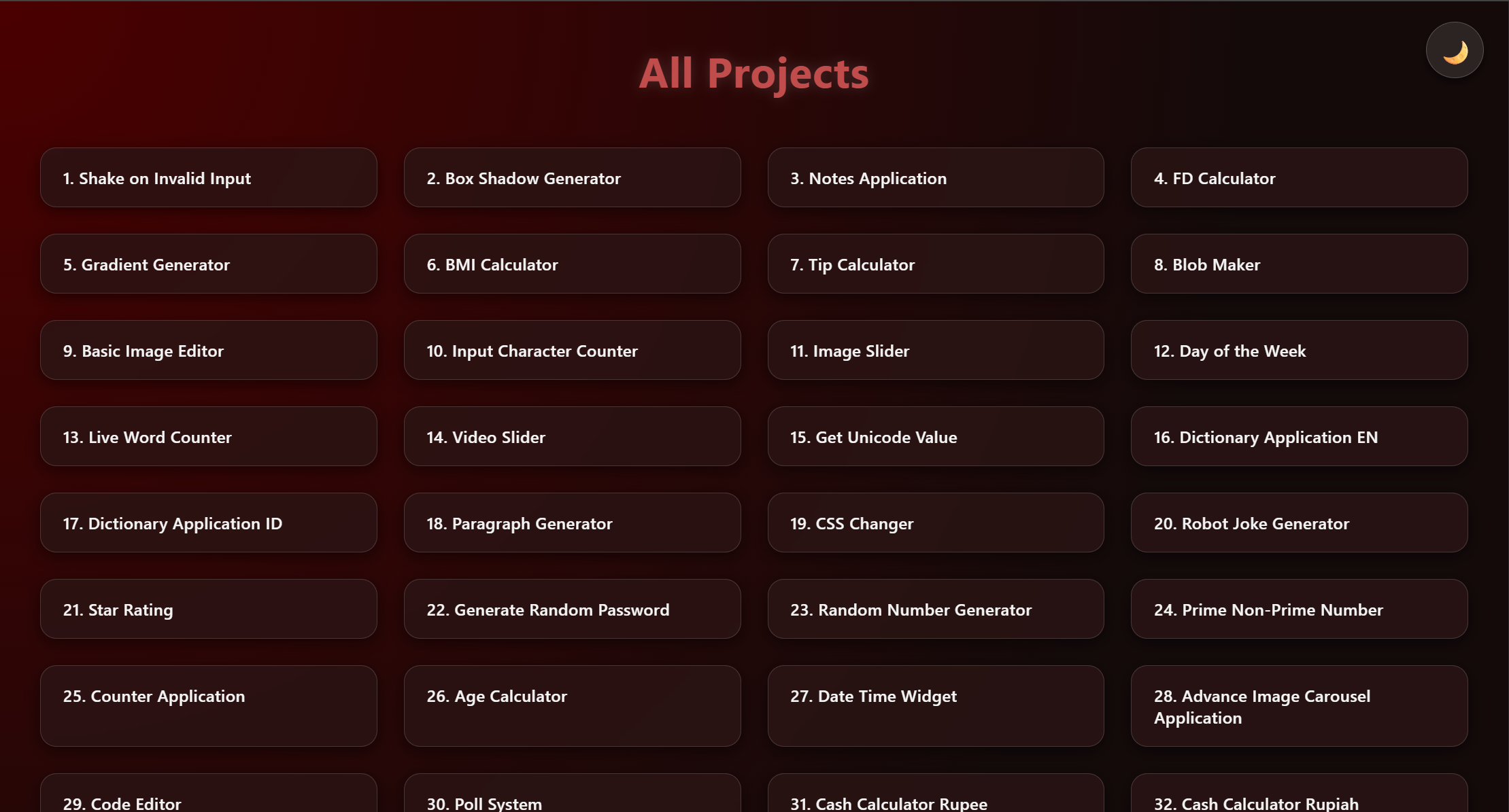 Preview of HTML Projects Collection