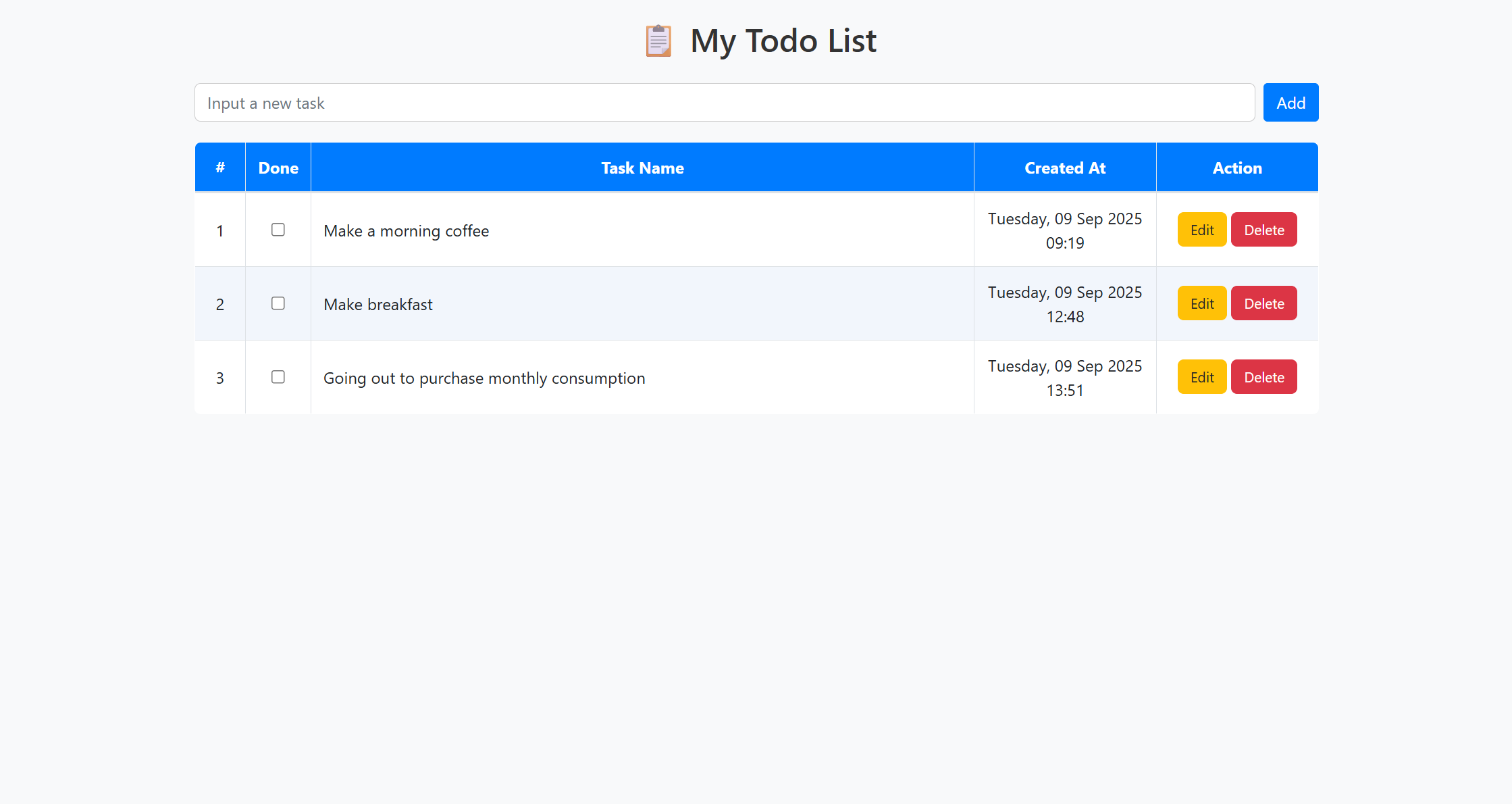Preview of Todos project